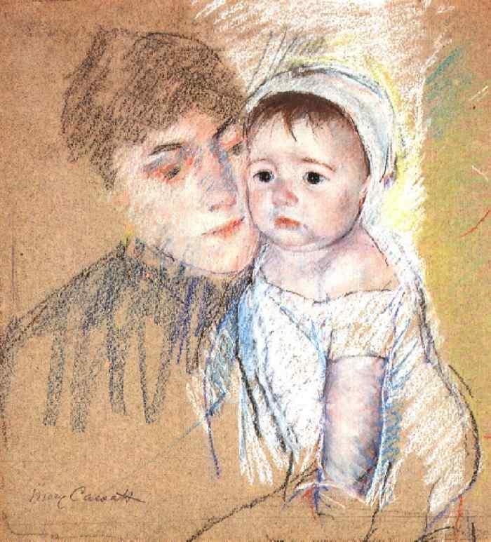 Baby Bill in Cap and Shift - Mary Cassatt Painting on Canvas